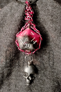 D20 Black and Red Pendant + Skull Charm