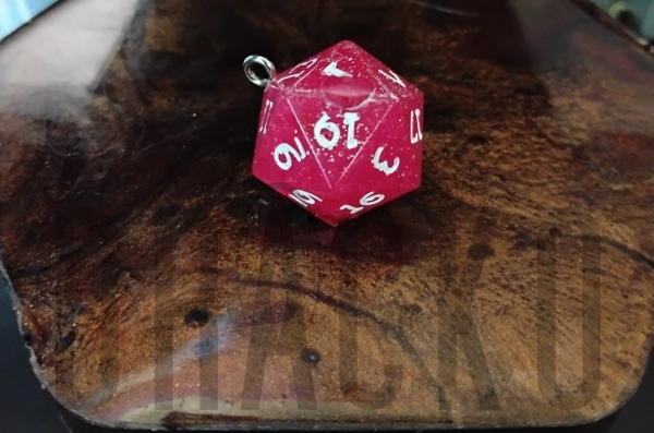 D20 Bright Pink With Pink Glitter Pendant