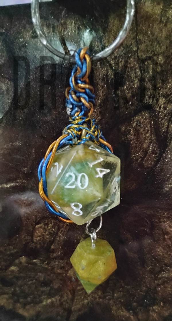 D20 Gold and Blue Keychain