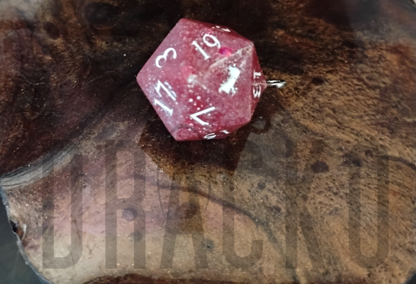 D20 Metallic Pink with Pink Glitter Pendant