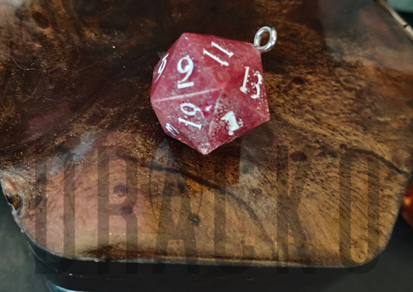 D20 Metallic Pink with Pink Glitter Pendant