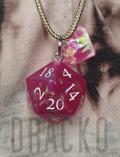 D20 Pink with Rainbow Foil Glitter Pendant