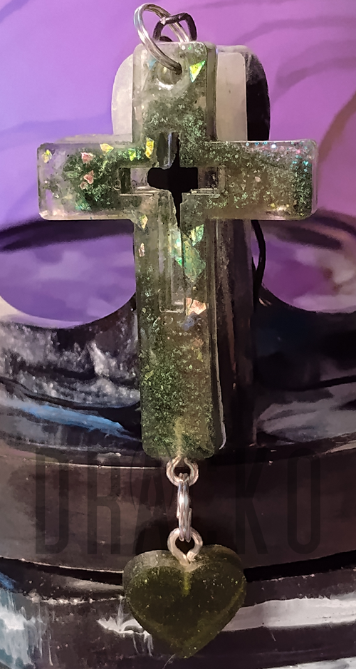 Forest Floor Green with Heart Charm Pendant