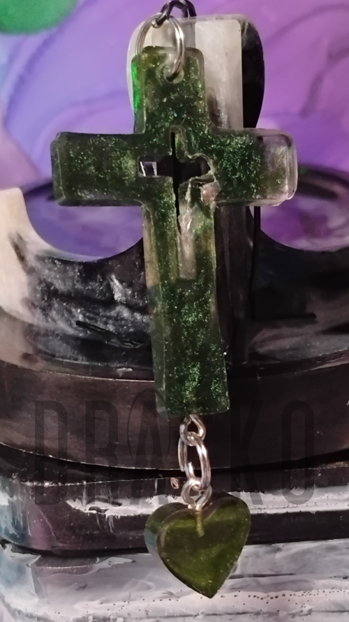 Forest Floor Green with Heart Charm Pendant