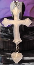 Pearl Cross with Heart Charm Pendant 2